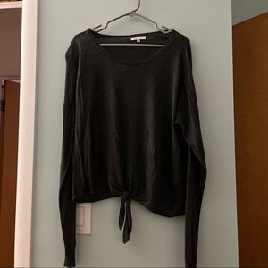 Madewell Grey Tie Long Sleeve Top XL